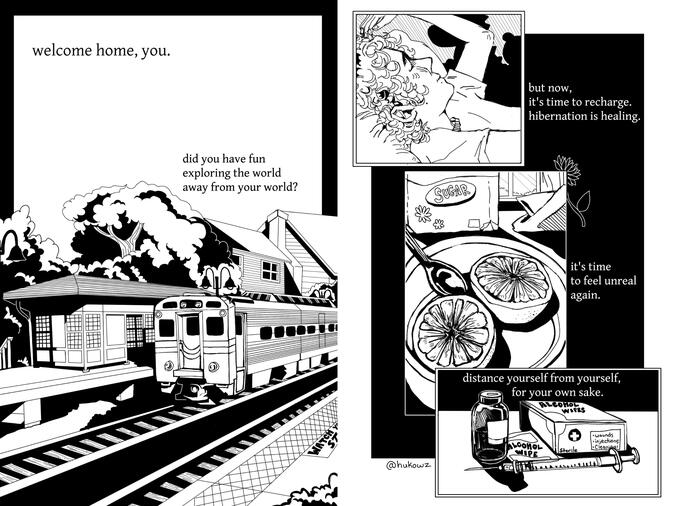 "Home for the Summer", Two 6x9 Pages, Digital Illustration, (Piece for SCREAM! Zine Vol. 2)